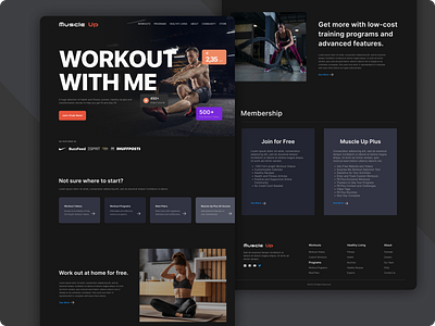 Muscle Up Fitness web app design design figma fitness health landing page mobile traning ui ux