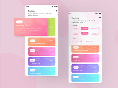 Toodoola : To Dos app design design list mobile todos ui ux