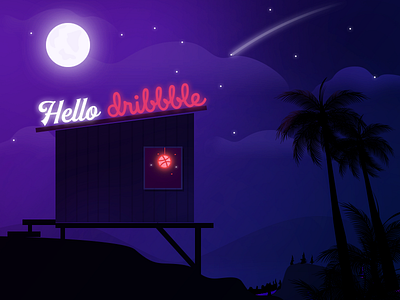 Hello Dribbblers!!! debut design illustraion night shot vector