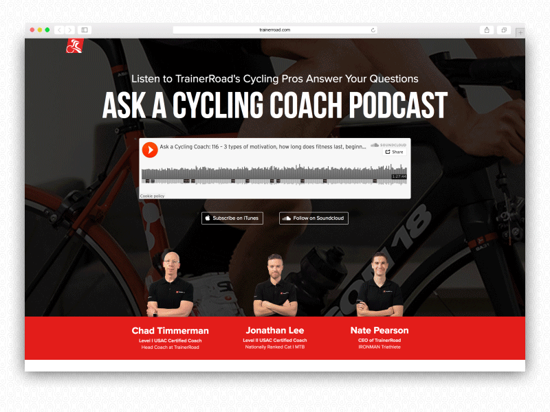 TrainerRoad Podcast landing page podcast web web design