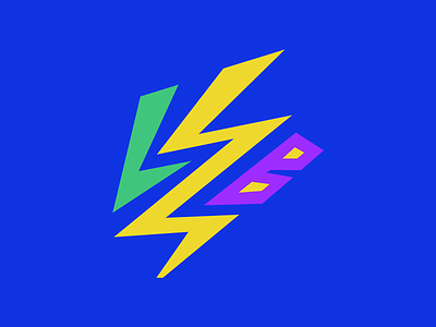 L. Logo B. acidic alien blue brand identity branding color colorful green identity lighting logo neon purple thunder violet yellow