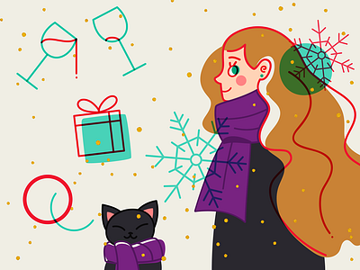 ❄ Merry Christmas ❄ cat celebration champagne christmas happy holidays holiday merry christmas snow snowflake