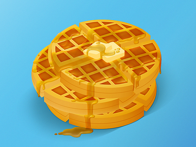 Stack o' waffles art breakfast butter cute design drawing food illustration pancakes syrup waffles yummy