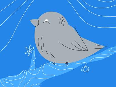 Tweet tweet animal art bird blue branch cute design doodle flowers grey illustration nature