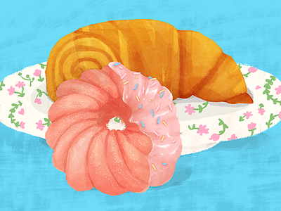 Happy donut day! art croissant cute donut doughnut food food illustration icing illustration pastry sprinkles yummy