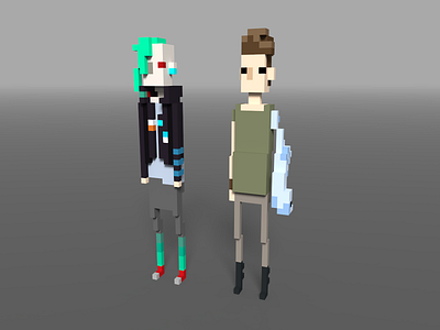 Voxel version of the characters 8bit character design game art game artist pixel art simple voxel