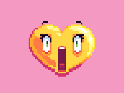 Scared pixel art heart emoji