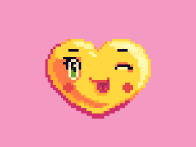 Winking pixel art emoji cute emoji emoticon heart kawaii pixel art wink winking