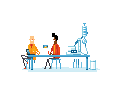 Pixel art laboratory guys illustration laboratory men pixel art simple