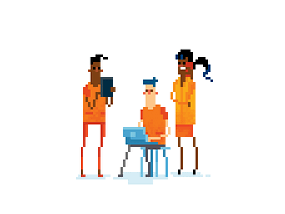 Modern meeting in pixel art illustration modern people pixel art simple