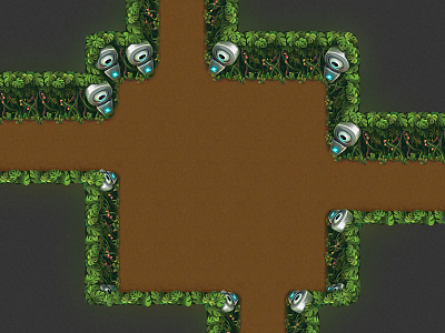 Jungle theme dungeon tileset for a top-down RPG game. dungeon game game art game artist jungle rpg seamless top down