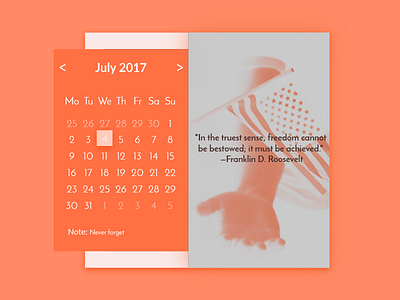 Daily Design Challenge #3 [Calendar] calendar challenge design freedom graphic july4th quote ui usa