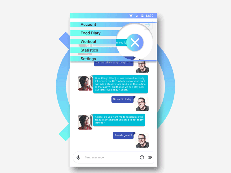 Fitness AI Chatbot Concept ae ai chatbot design fitness interface mobile ui