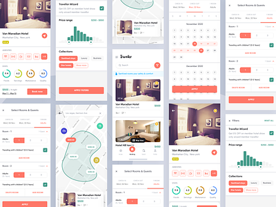 Travellor App ( Hotel Booking App) Concept adults book now branding checkin checkout daily 100 challenge design dribbble filters holiday hotel booking map view online booking price range sanitizer select room star rating stats travel booking traveling