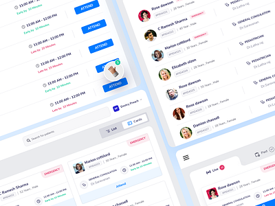 Medical Patient List card view medical care patient list ui