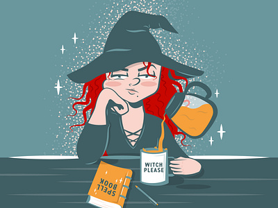 Quarantine Is A Witch adobe adobe illustrator character coffee design graphicdesign halloween illustration people illustration quarantine spooky vector witch