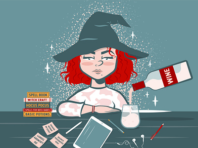 Wine Witch adobe adobe illustrator design graphicdesign illustration quarantine vector wine witch