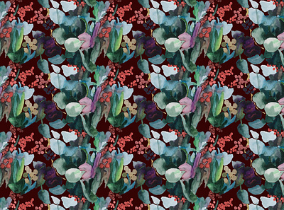 flower pattern - dark red digital art digital illustration drawing flower flower illustration green illustration pattern pattern a day pattern art pattern design red wallpaper wallpaper app