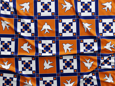 orange + blue geometric scarf bird blue clothing clothing design design digital art digital illustration drawing geometrical geometrical type geometry illustration orange pattern pattern a day pattern art pattern design vector