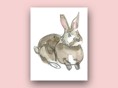 rabbit (from a forest animals series) contrast cute digital art digital illustration drawing forest forest animals illustration motif pattern pattern a day pink rabbit rabbits watercolor watercolour