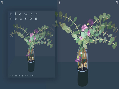 Flower Season 5/5 - part 1 contrast digital art digital illustration drawing eucalyptus flower flower illustration illustration poster poster art poster design vector