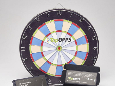 TopOpps Custom Dart Board Darts Promo Packaging by Sneller advertising branding custom packaging made in usa marketing packaging presentation packaging promotion promotional packaging sneller creative promotions