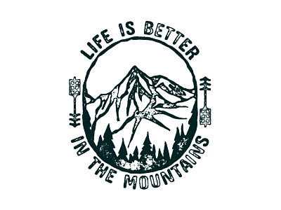 Mountains ai badge illustration logo mountains stamp typography ui vector