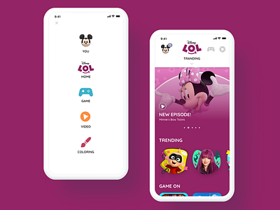 DisneyLOL APP UI Design app disney gui home interface menu ui ux web design