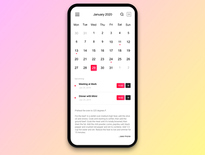 #038 Calendar | Daily UI daily ui