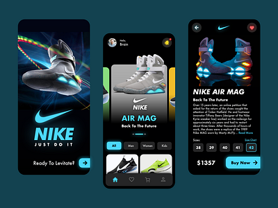 Nike Shoes Store Concept air app backtothefuture concept conceptdesign design ecommerce levitate nike nikeair nikeairmag nikeairmagbacktothefuture nikeairmagconcept shop store ui uidesign uiux uiuxdesign ux