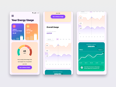 Smart Energy Concept App android mobile design app concept ui ux