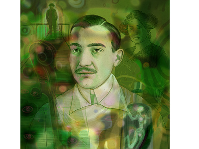 Csáth Géza digital painting illustration portrait