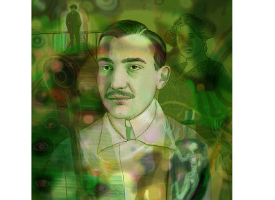 Csáth Géza digital painting illustration portrait