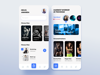 Fitness App adobexd appdesign blue blue and white clean ui fitness app inspiration interaction interface iosinspiration minimal personal trainer uiux workout tracker