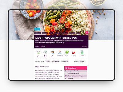 Article page adobe xd article page daily ui food free download ios meals prep recipes template ui kit ux design web webdesign