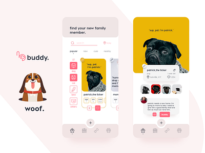 buddy.find your new family member. application UI/UX