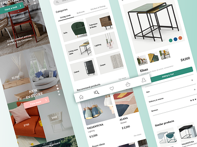 Furniture shop mobile app - Maynooth app design ecommerce furniture store ui