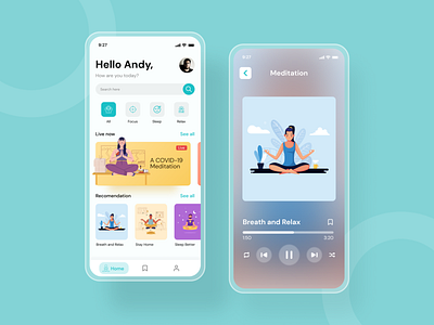 Meditation App 2020 design 2020 trend 2020 trends 2020 ui trends app app design meditation meditation app minimalist mobile mobile ui music trend user inteface ux uxui web