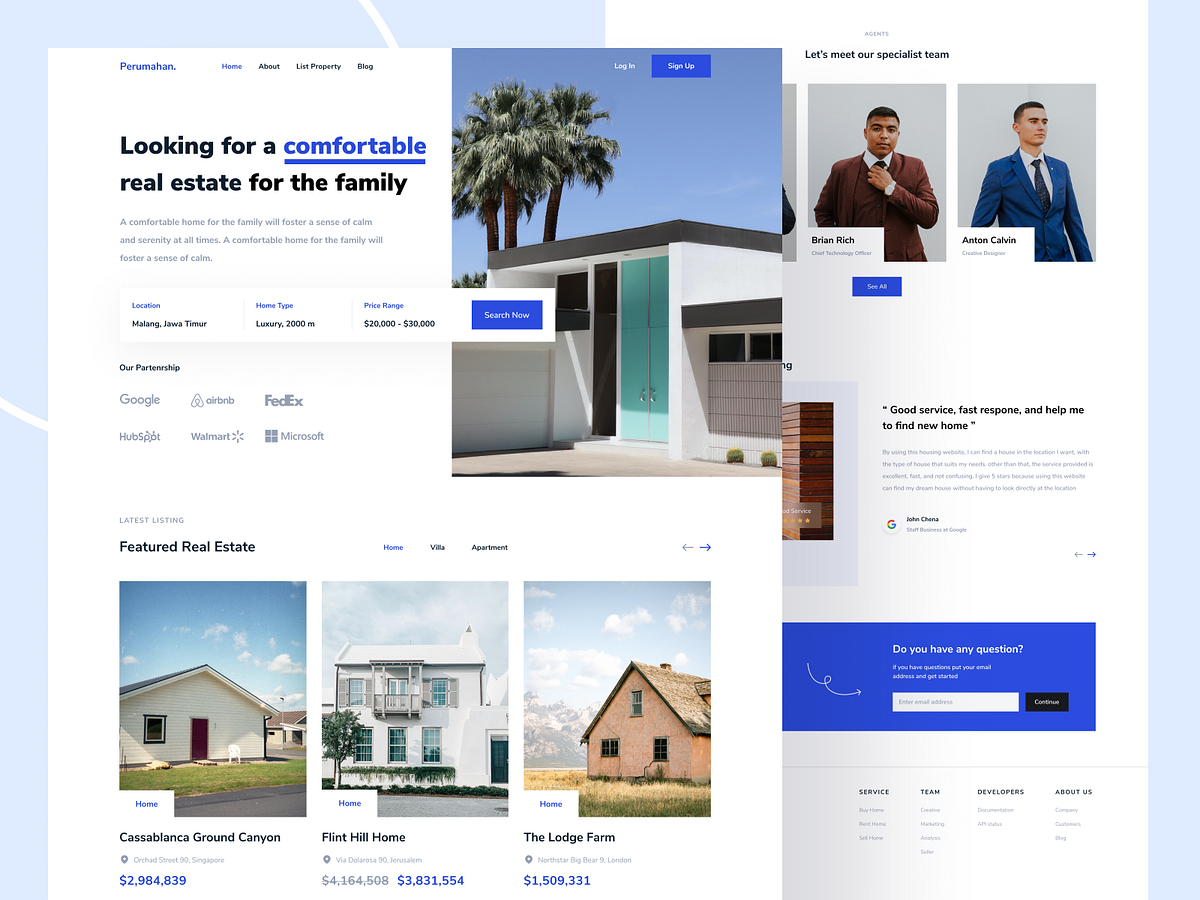 Perumahan - Real Estate Landing Page by Ikhwata Andy on Dribbble