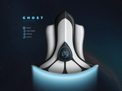 Ghost Spacecraft - Game Concept game graphic design illustration space spacecraft ui