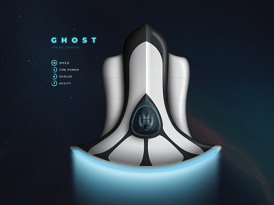 Ghost Spacecraft - Game Concept game graphic design illustration space spacecraft ui