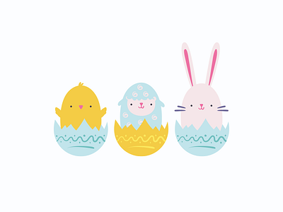 Happy Easter app bannersnack bunny cute design easter egg flat graphic design illustration vector