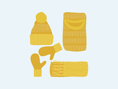 November autumn calendar clean design flat graphic design hat illustration knitted minimal mittens mood november scarf set sweater vector warm winter yellow