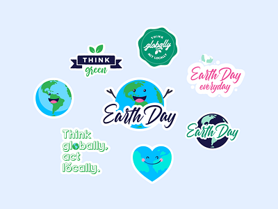 Earth Day app badge badges creatopy design earth earth day earthday flat graphic design happy illustration lettering sticker stickers typo vector