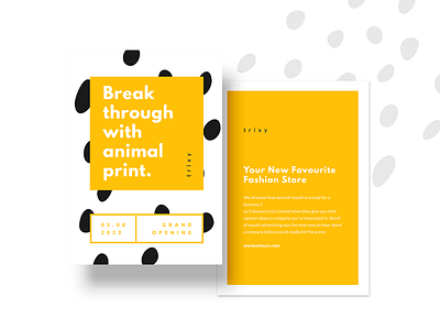 trixy Flyer Template animal print app clean creatopy design fashion flyer flyer template graphic design layout minimal template yellow