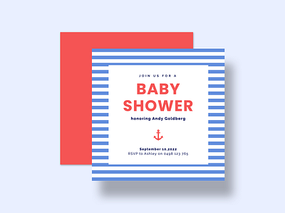Baby Shower Invitation anchor app baby shower baby shower invitation blue boy card clean creatopy design graphic design invitation layout minimal nautical red template