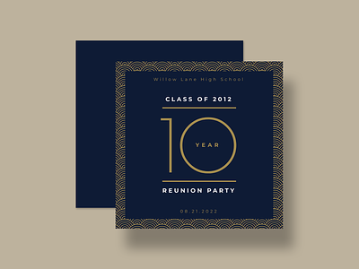 Reunion Party Invitation 10 years 1920s app bannersnack card clean creatopy design elegant gold graphic design invitation minimal navy reunion reunion party template template design
