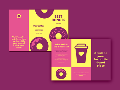 Brochure app bannersnack brochure clean coffee colorful creatopy design donut flat graphic design illustration minimal playful template template design trifold vector