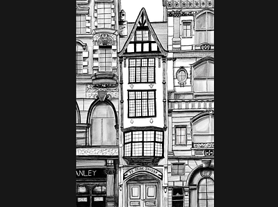 Hand drawn street view adobe fresco architecture art black and white design digitalart hand drawn house illustration street streetart