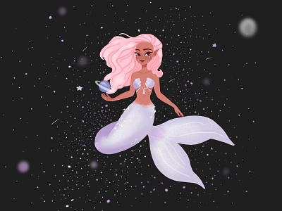 Space mermaid illustration adobefresco art artwork digital painting elf fantasy art hand drawn illustration mermaid